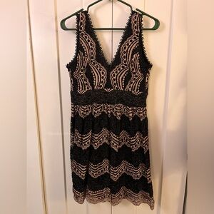 Elegant Black and Pink Lace Dress